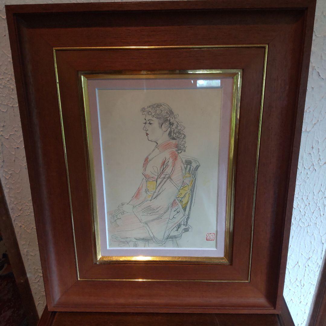 伊東深水 真筆作品 女性像スケッチ