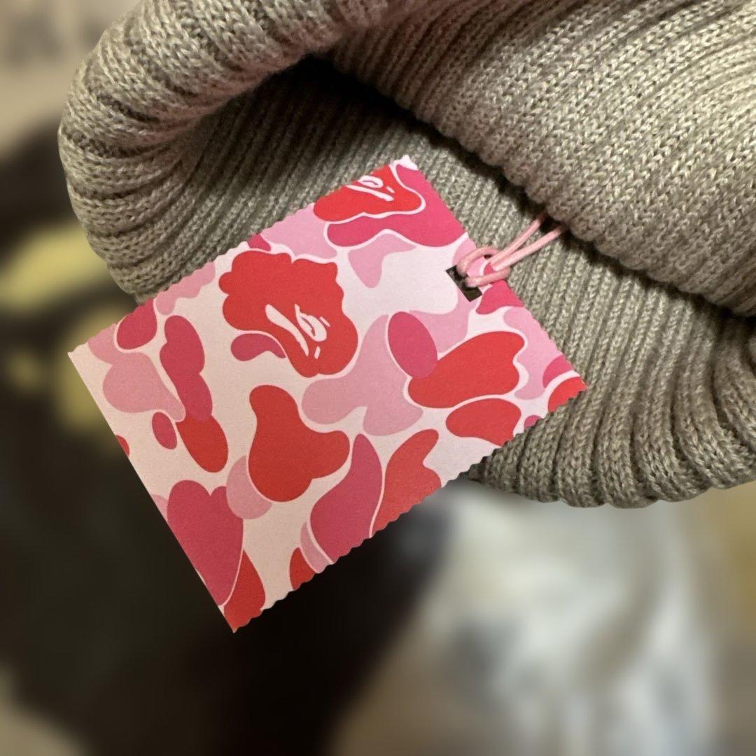 【新品・美品】A BATHING APE ベージュ ニット帽 F