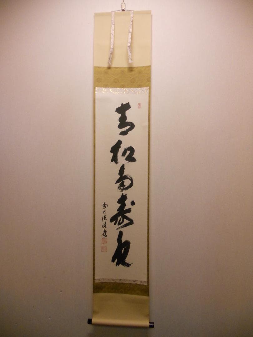 掛け軸 大徳寺 宝林寺 福本積應 『青松多寿色』一行書 紙本 茶道具 掛軸 美品