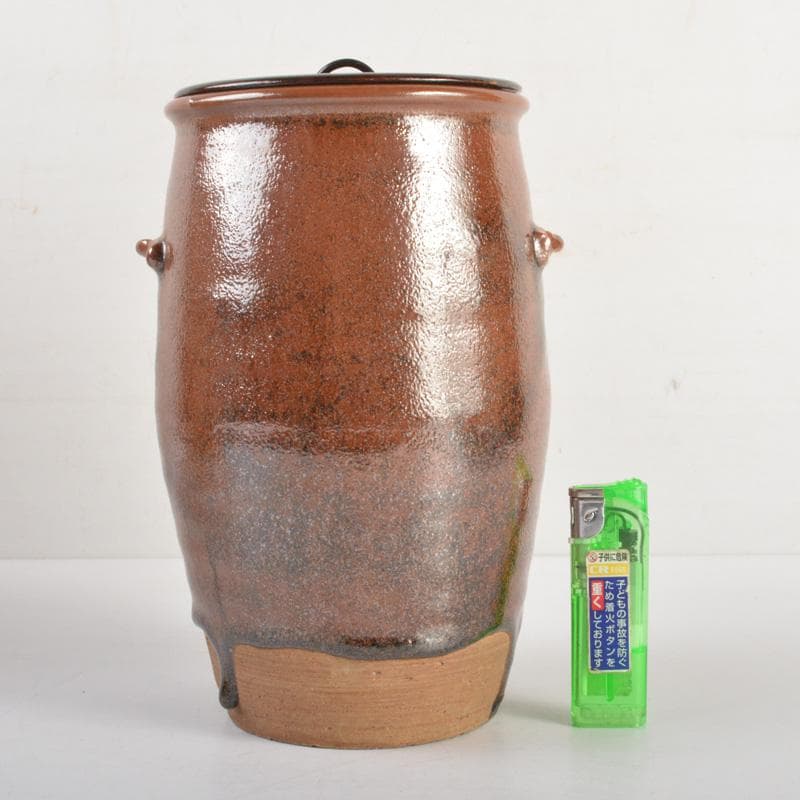 茶道具　瀬戸焼　古瀬戸　耳付　長水指　時代箱　C　6273