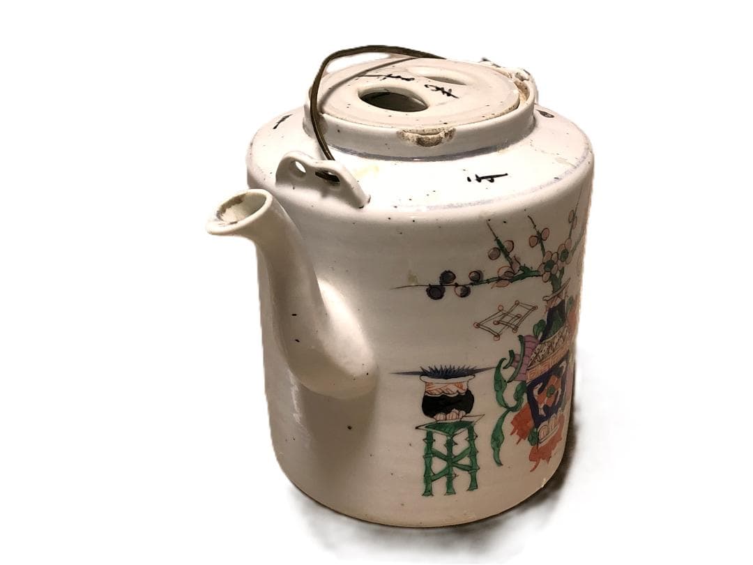 【 清朝水注 】　粉彩色絵　古玩封荘