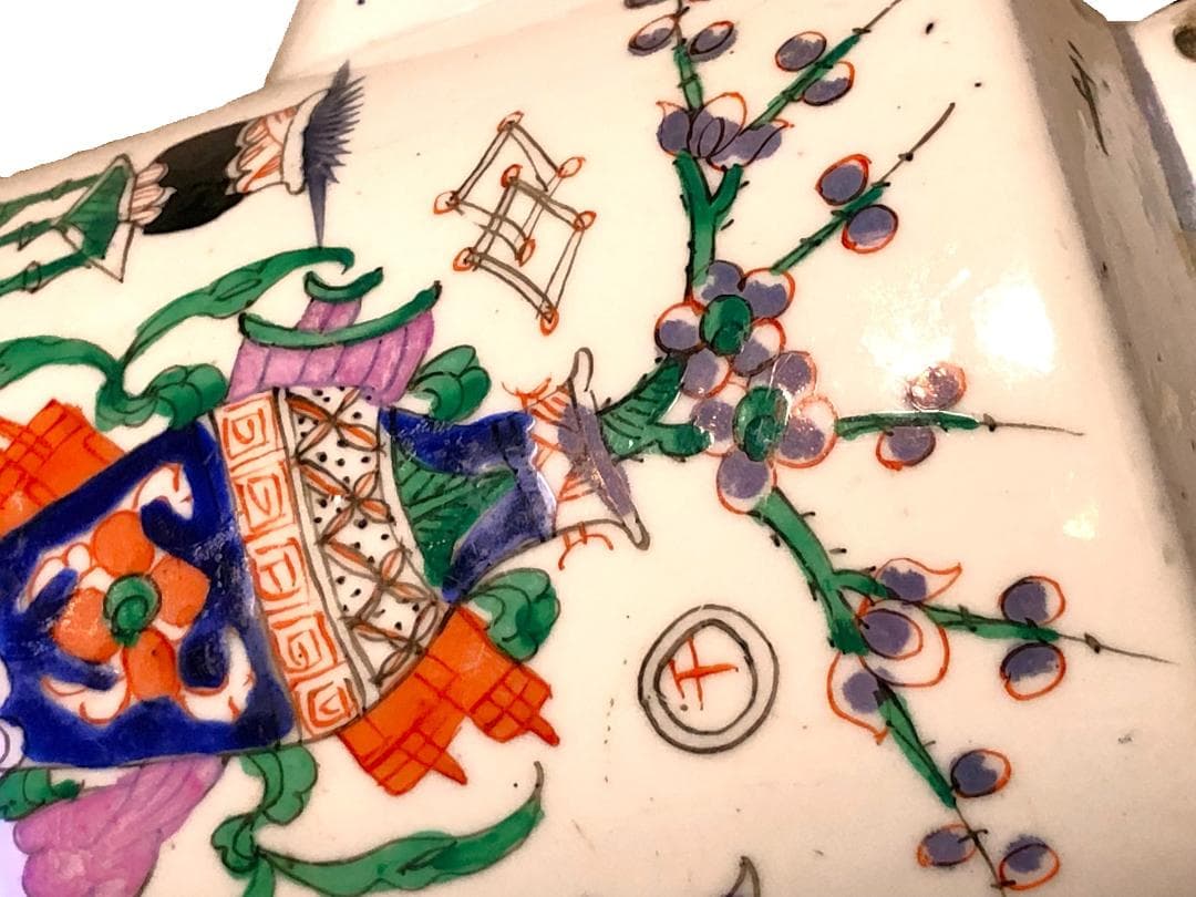 【 清朝水注 】　粉彩色絵　古玩封荘