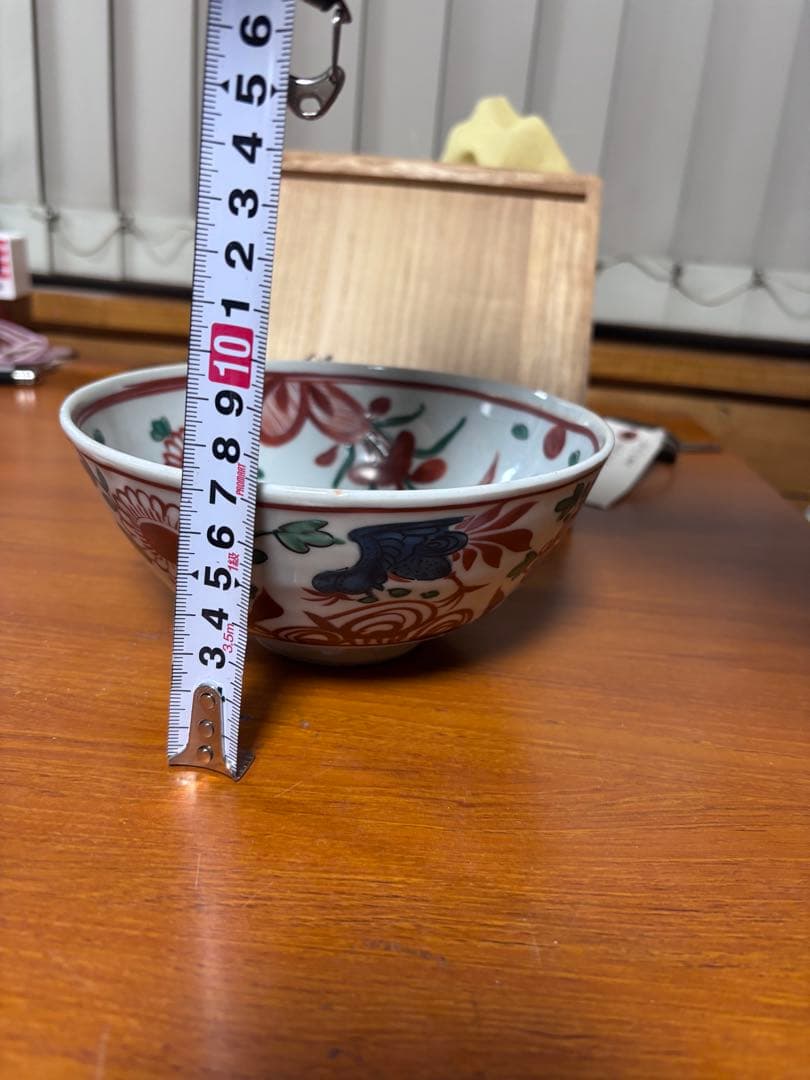 初代川瀬竹春作　赤絵呉須阿蘭陀写花鳥図茶碗