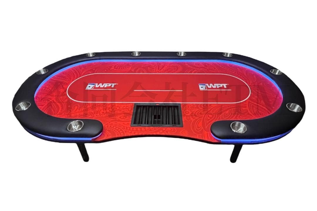 新品未使用 LEDポーカーテーブル　WPTレッドデザイン 　カジノテーブル