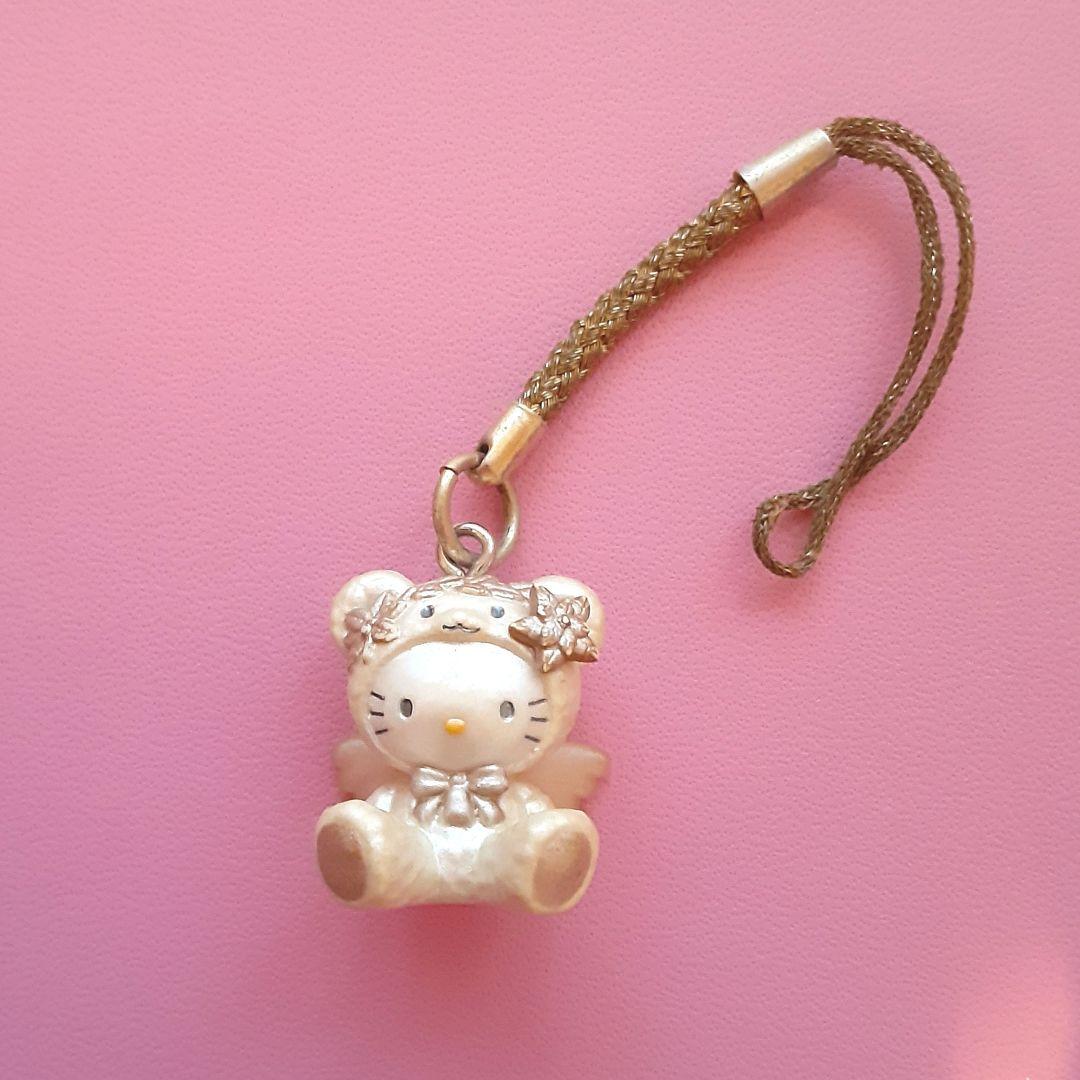 レア　キティ　根付け　ストラップ　ホワイト　ベアー　天使