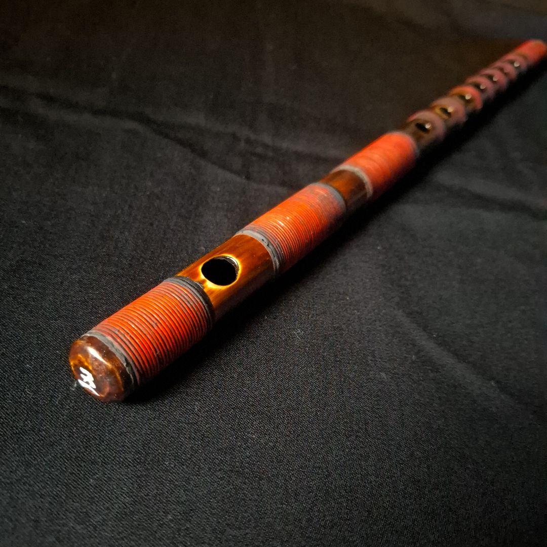 篠笛　古典調　7穴　5本調子　燻風仕上げ　総巻き　超鐵仕様
