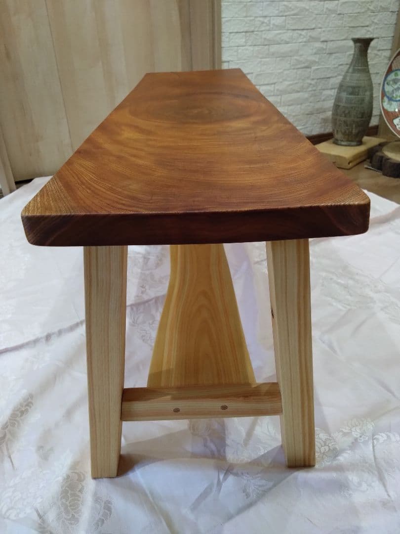 欅一枚板のベンチ75　Haru❕❕長寿のケヤキの杢目が綺麗に出ております。