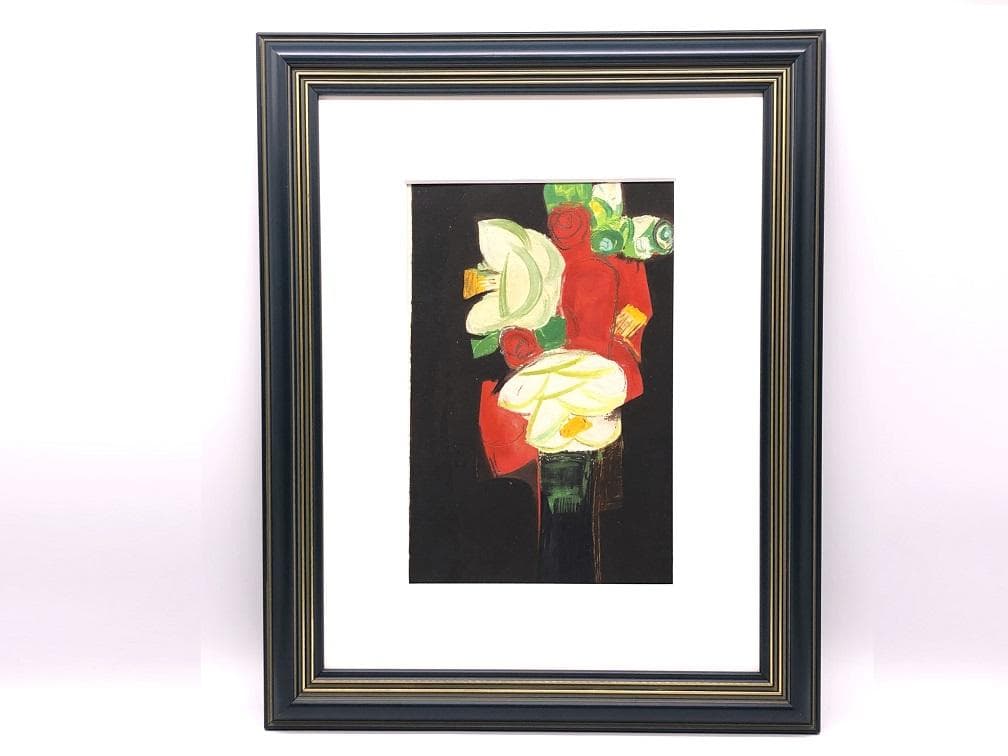 【 香月泰男 椿 】　肉筆油彩　1950年代