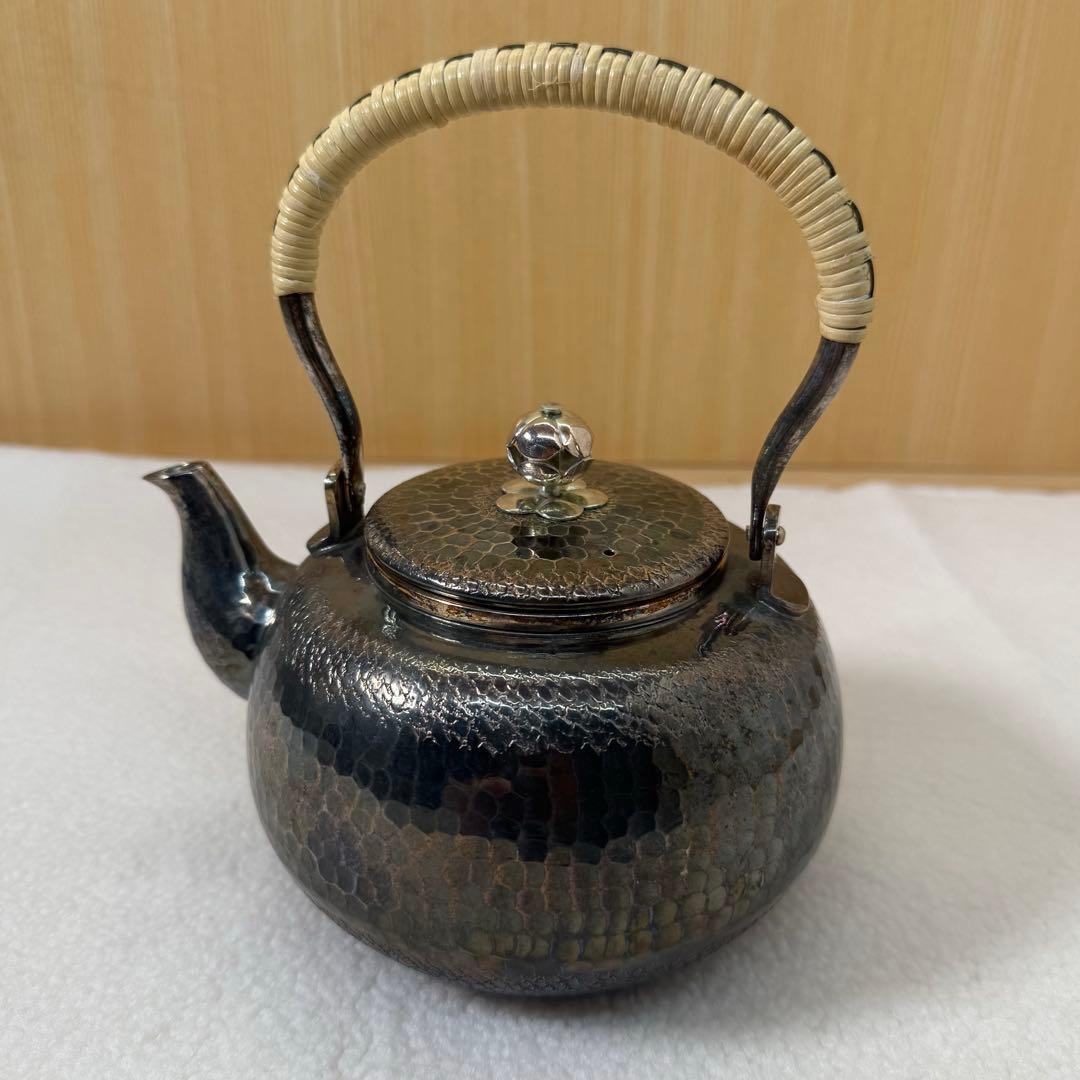 秀峯堂造 茶道具 銀いぶし仕上げ 急須