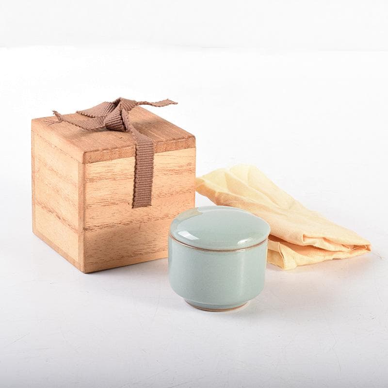 茶道具　三代　諏訪蘇山造　青磁　桃　香合　共箱　V　R4999