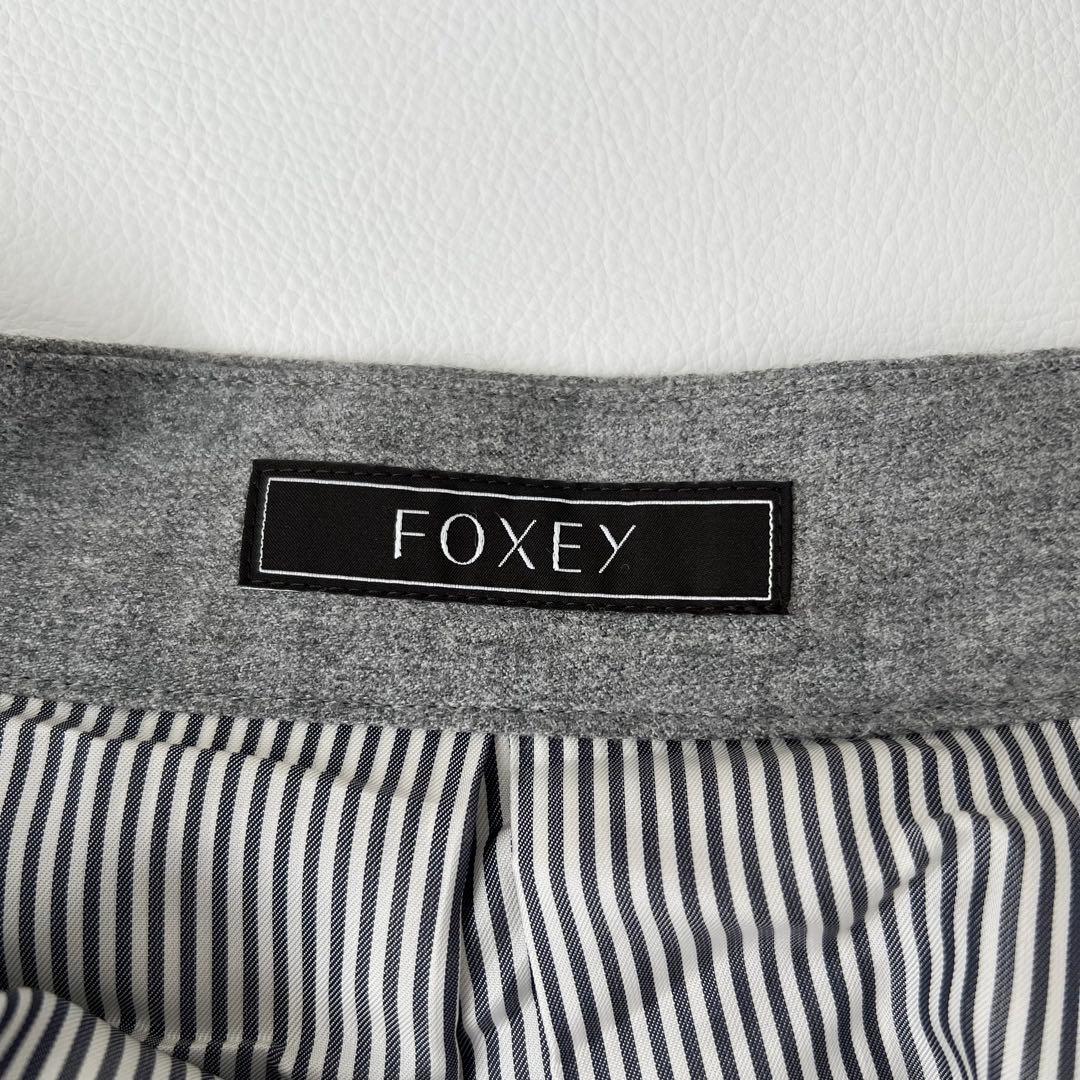 美品　Foxey フォクシー　ボックスプリーツスカート　ロゴプレート　38
