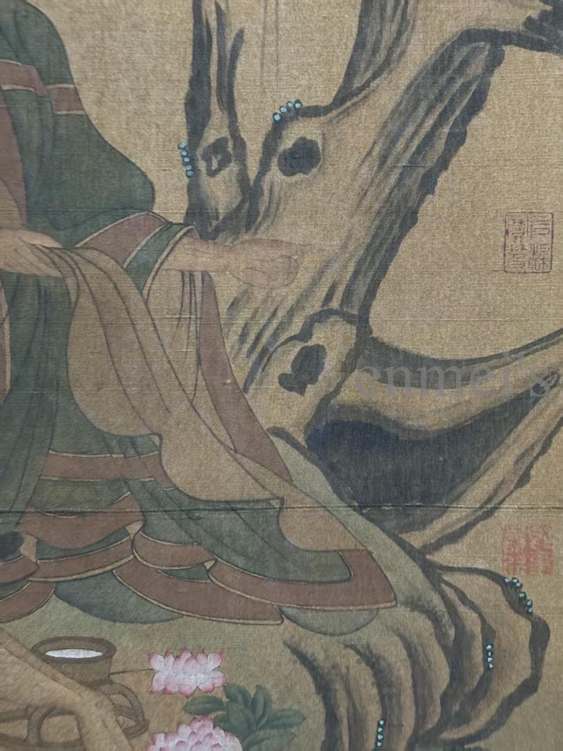 中国古美術 清時代 絹本手描き 呉道作款 羅漢図 三尺 牙軸 古玩 水墨画 掛軸