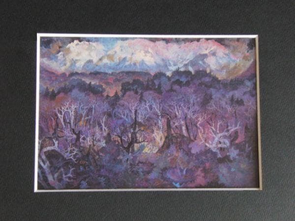 斎藤清策、【晩秋】、希少な額装用画集より、新品額装付、状態良好