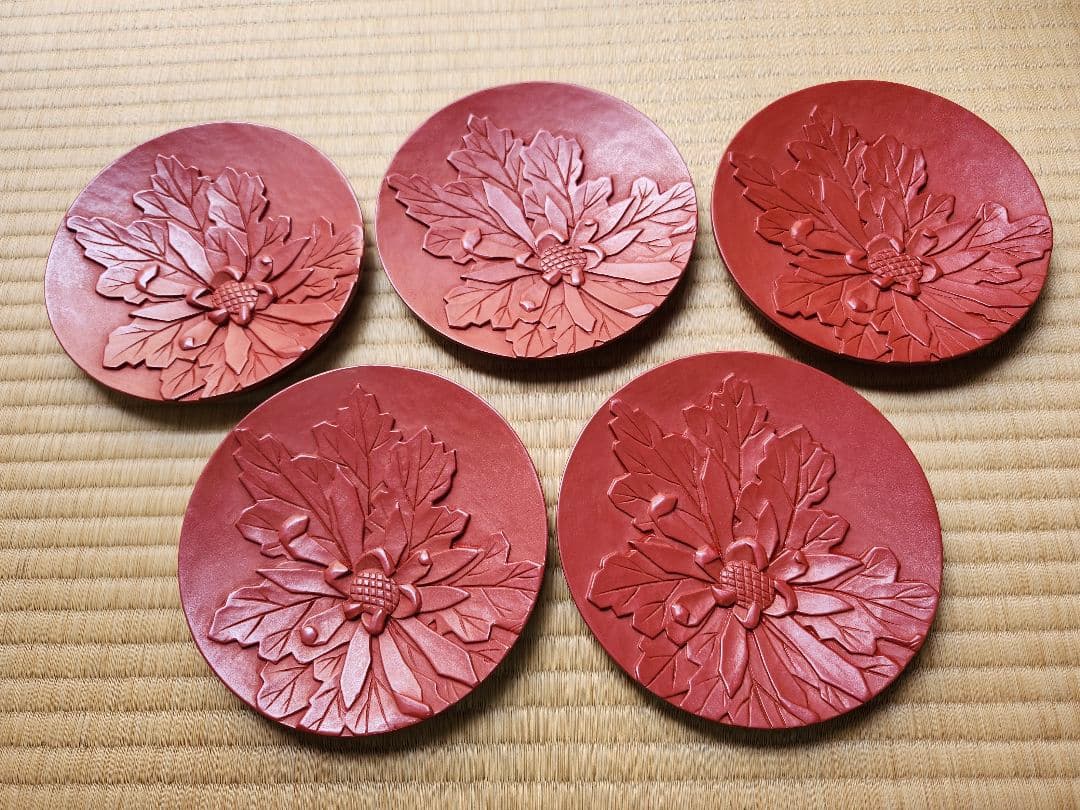 鎌倉彫 漆器 銘々皿5枚セット