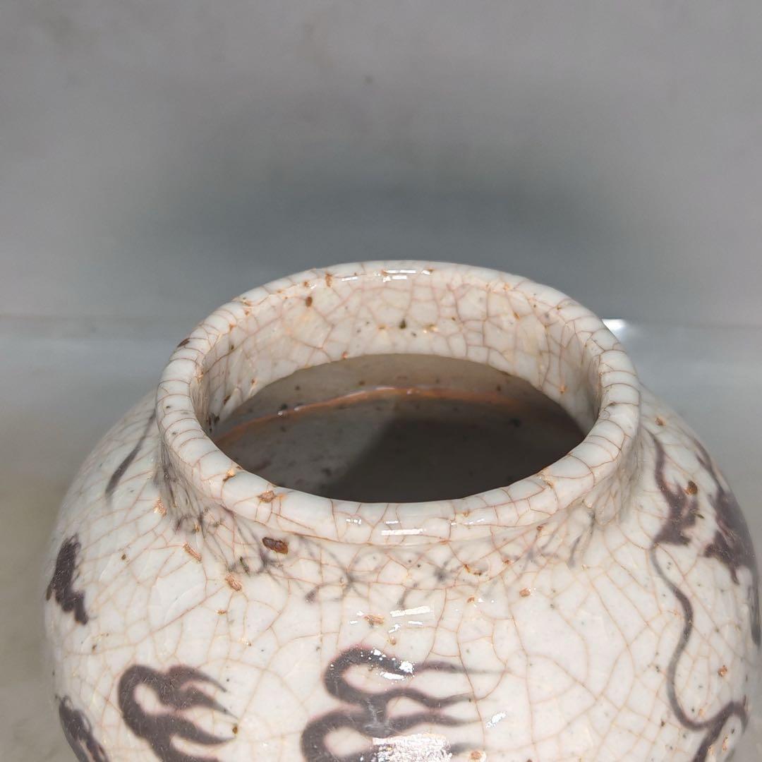 時代物　中国元時代　染付け　青花瓷　龍罐　時代物