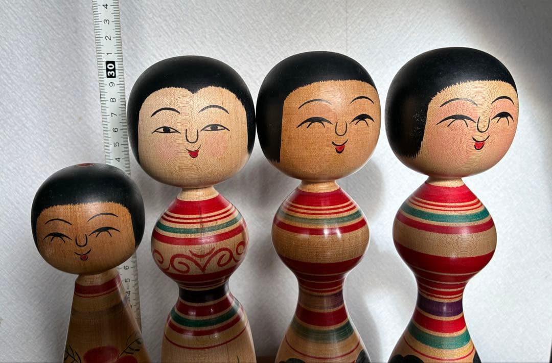 毛利専蔵　伝統こけし4本セット　1980年代前半　津軽系　温湯　昭和レトロ
