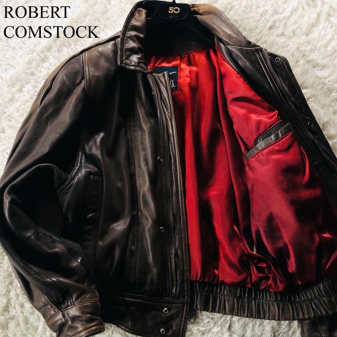 美品✨ ロバートコムストック ディアスキンジャケット 鹿革 艶感 ブラウン L