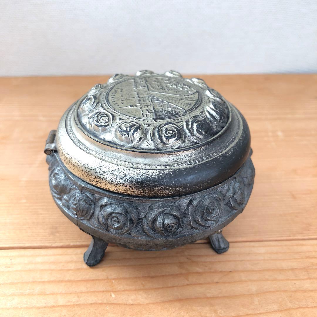 薔薇柄の古い宝石箱　ジュエリーボックス　アンティーク　フランス　no.191