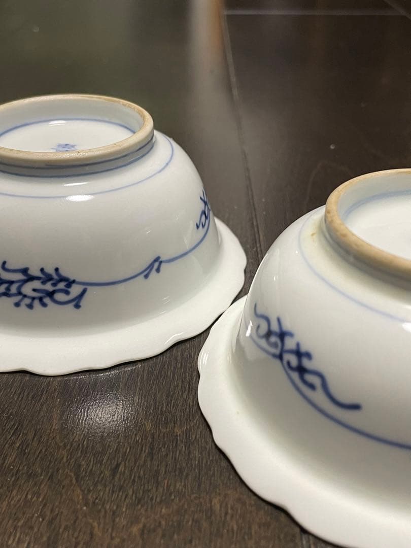 柿右衛門手　染付垣根梅文向付5客　古伊万里