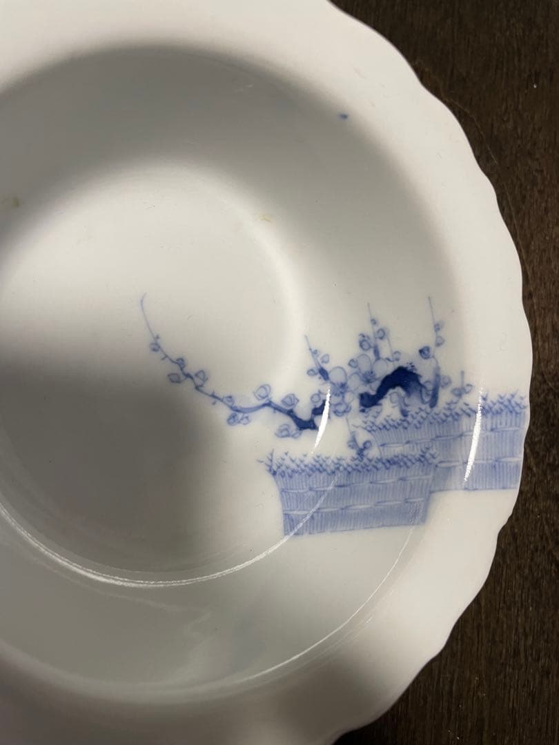 柿右衛門手　染付垣根梅文向付5客　古伊万里