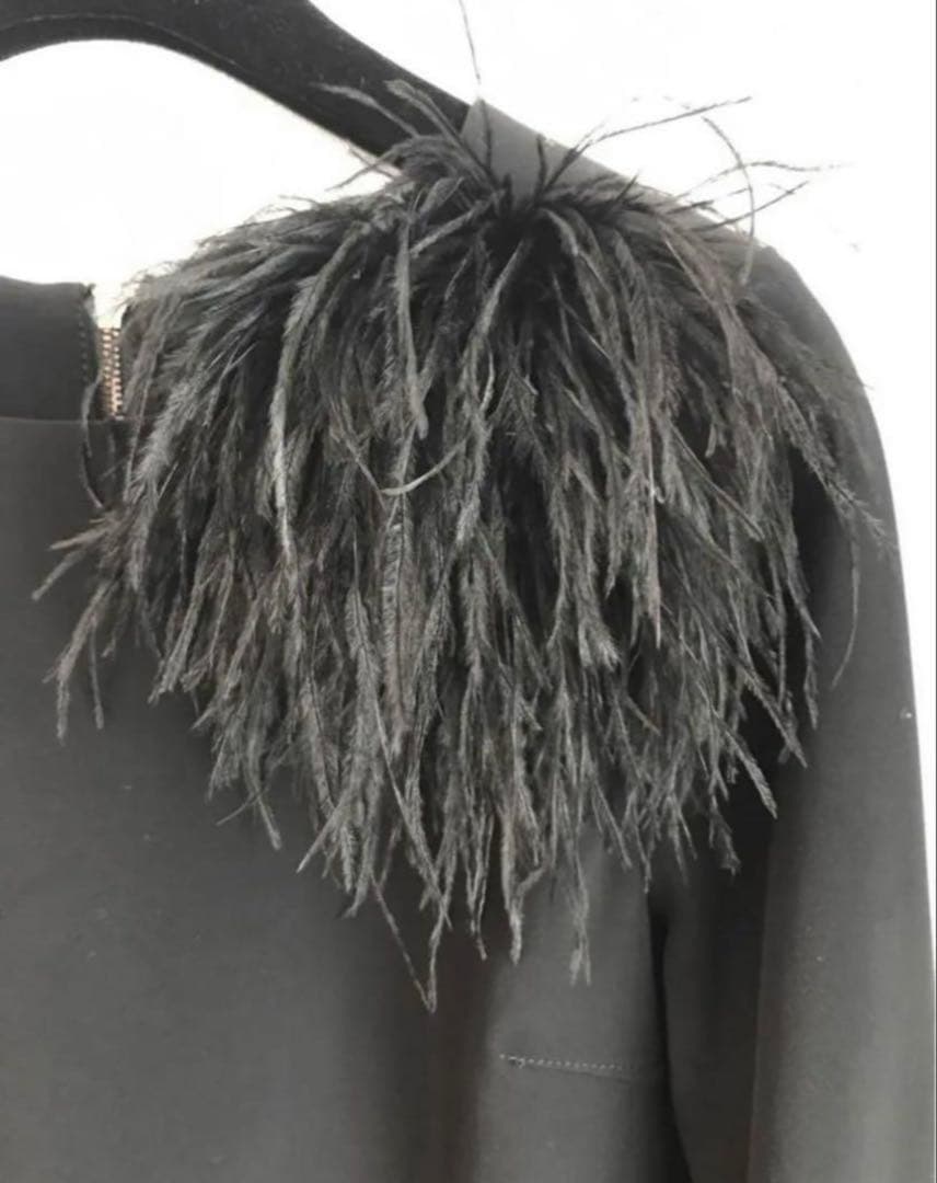 オーストリッチ　フェザーコサージュ　ブラック