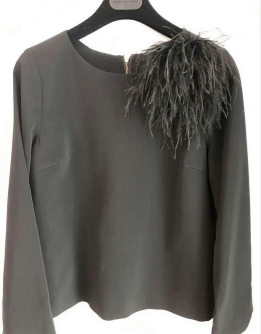 オーストリッチ　フェザーコサージュ　ブラック