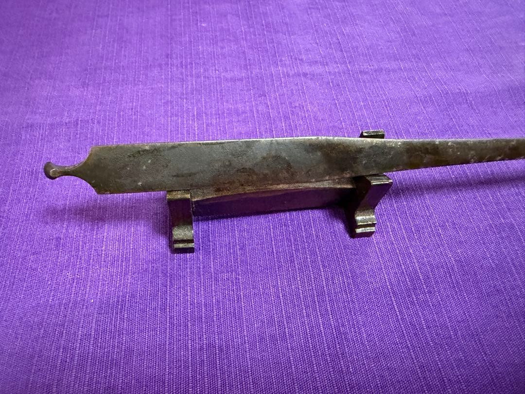 江戸後期　総鉄製笄　鉄拐仙人図　色絵象嵌（日本刀装具小柄小刀目貫縁頭鍔鐔拵八仙