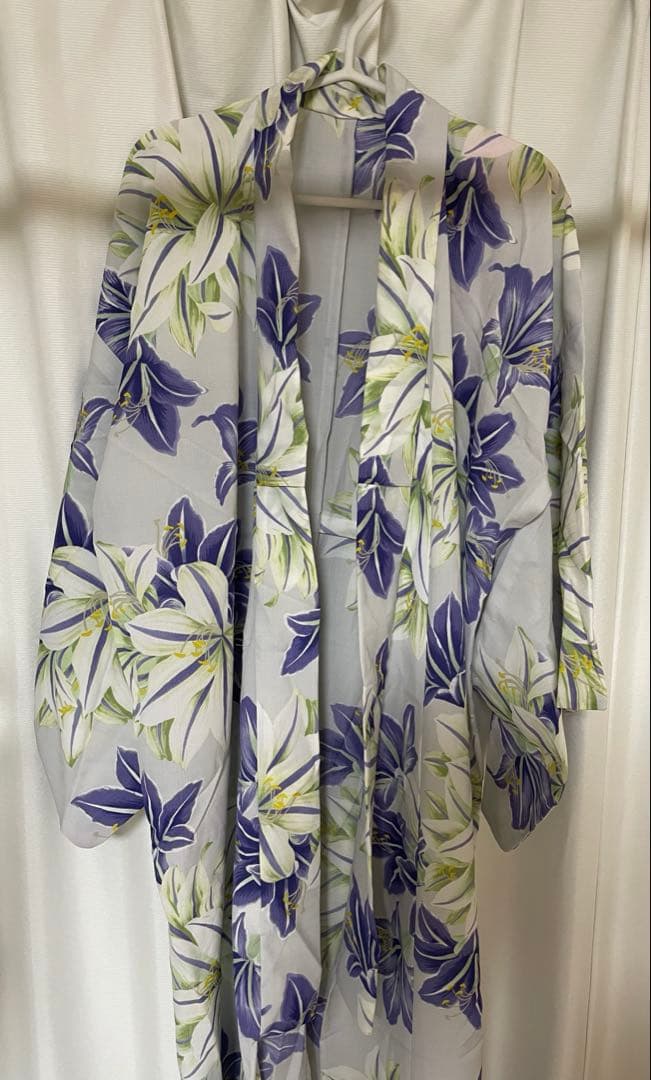 ふりふ　浴衣　帯セット　紫　百合