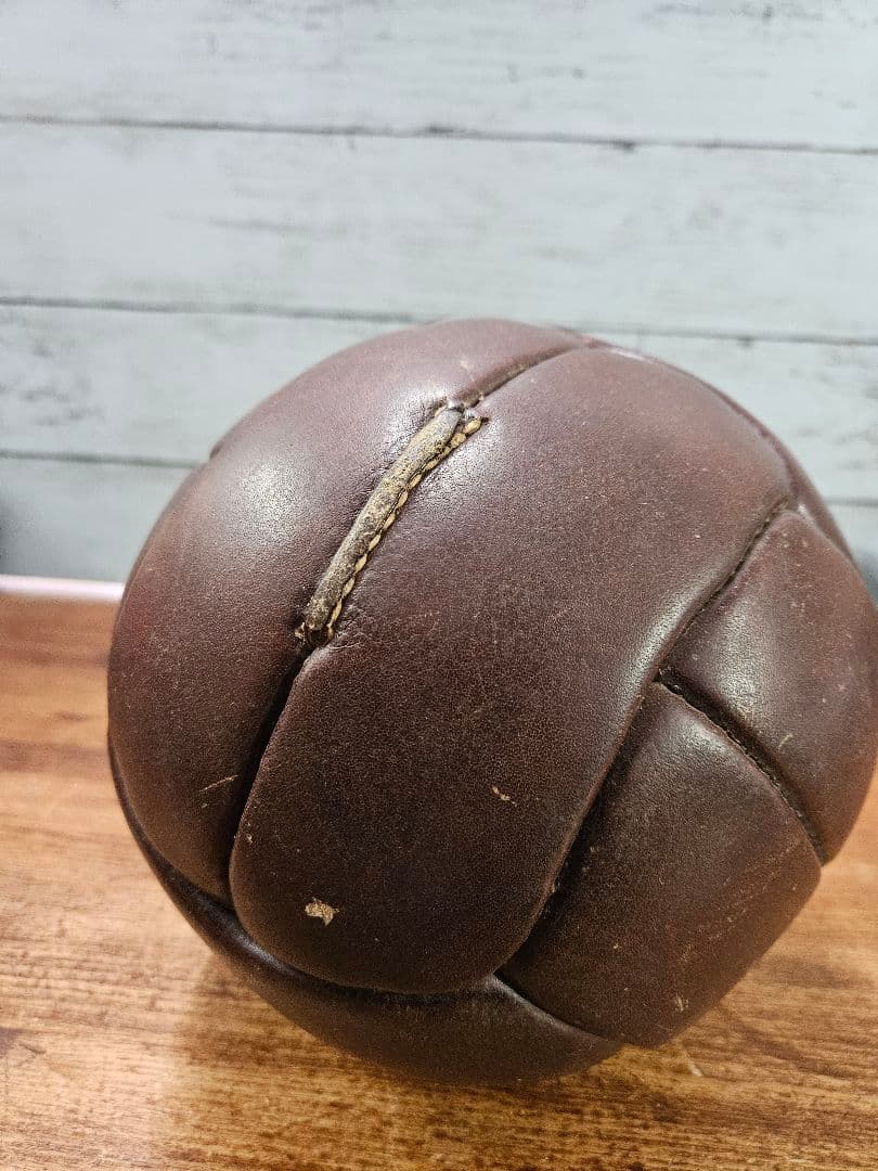 アンティーク 古いサッカーボール 本革製 レザー フットボール ヴィンテージ