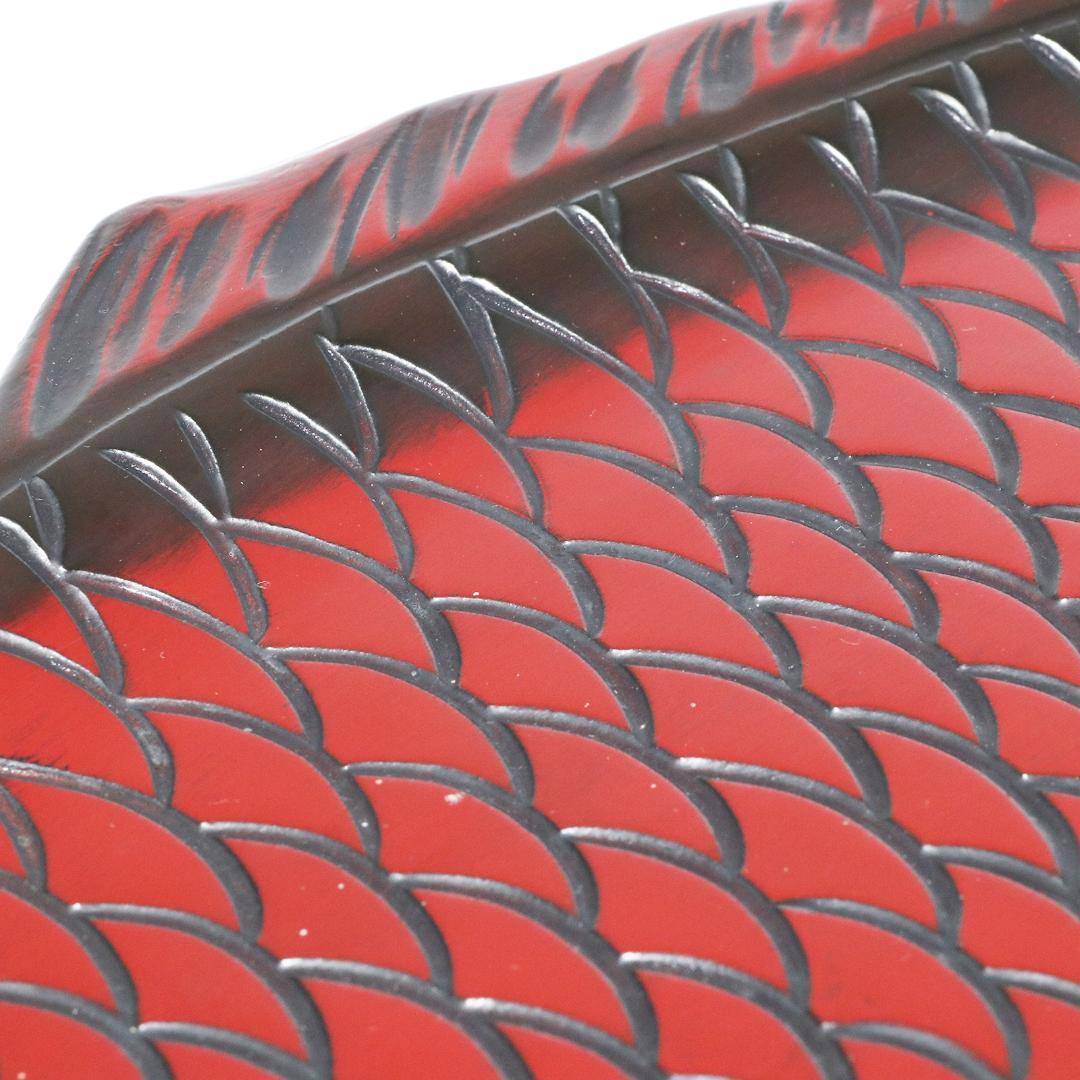 煎茶道具 朱漆 鯉型 大煎茶盆　横幅 57cm