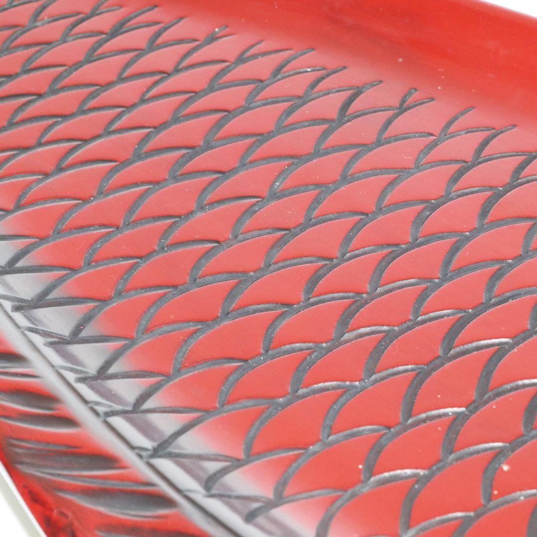 煎茶道具 朱漆 鯉型 大煎茶盆　横幅 57cm