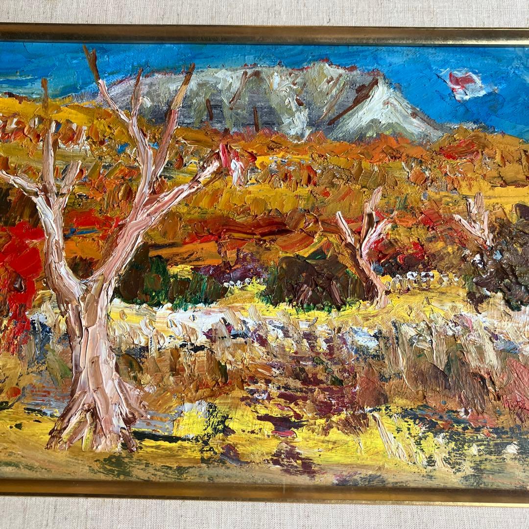 尾道 小野鐡之助 油彩 「伯耆大山の秋」 画寸約34×24.5cm 美術品 絵画