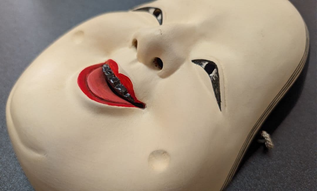 斎藤春雄作 能面師 木彫 お多福 おかめ 能面 女面 お面