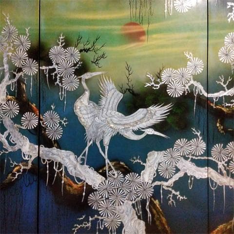 ★特大！　横238㎝（4枚組）　螺鈿　らでん　壁掛け/壁飾り　沖縄本島引取限定