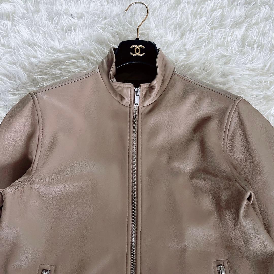 【Theory】シングルライダース 羊革 ベージュ XSサイズ