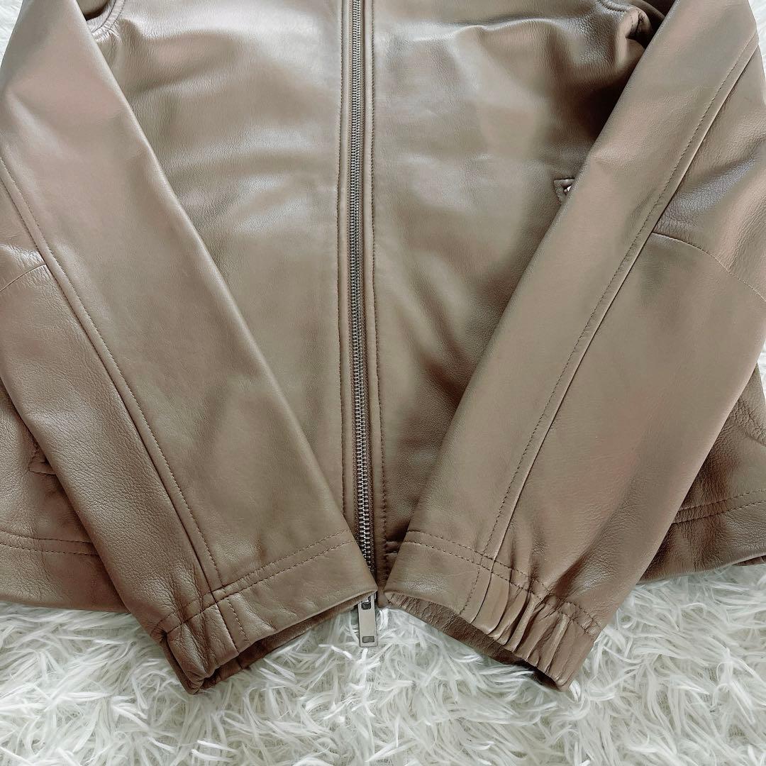 【Theory】シングルライダース 羊革 ベージュ XSサイズ