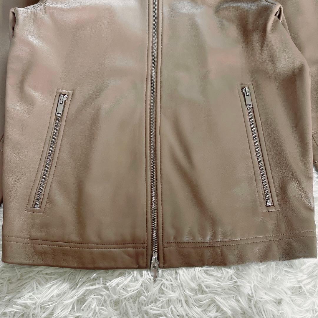 【Theory】シングルライダース 羊革 ベージュ XSサイズ