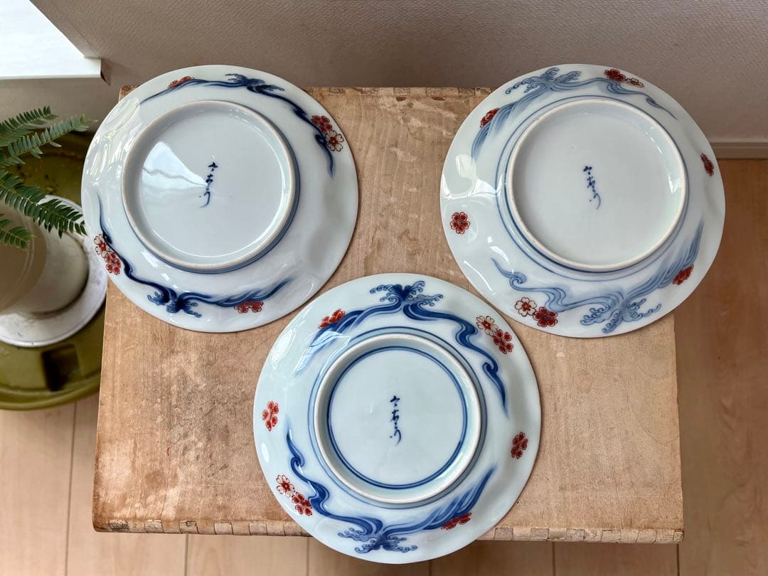 人間国宝　十三代　今泉今右衛門　皿三枚　錦桐絵