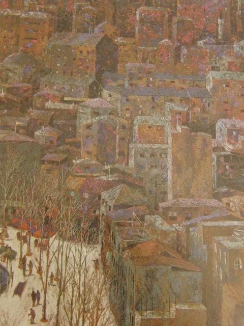 山下彰一、【広場のある街】、希少な額装用画集より、新品額装付