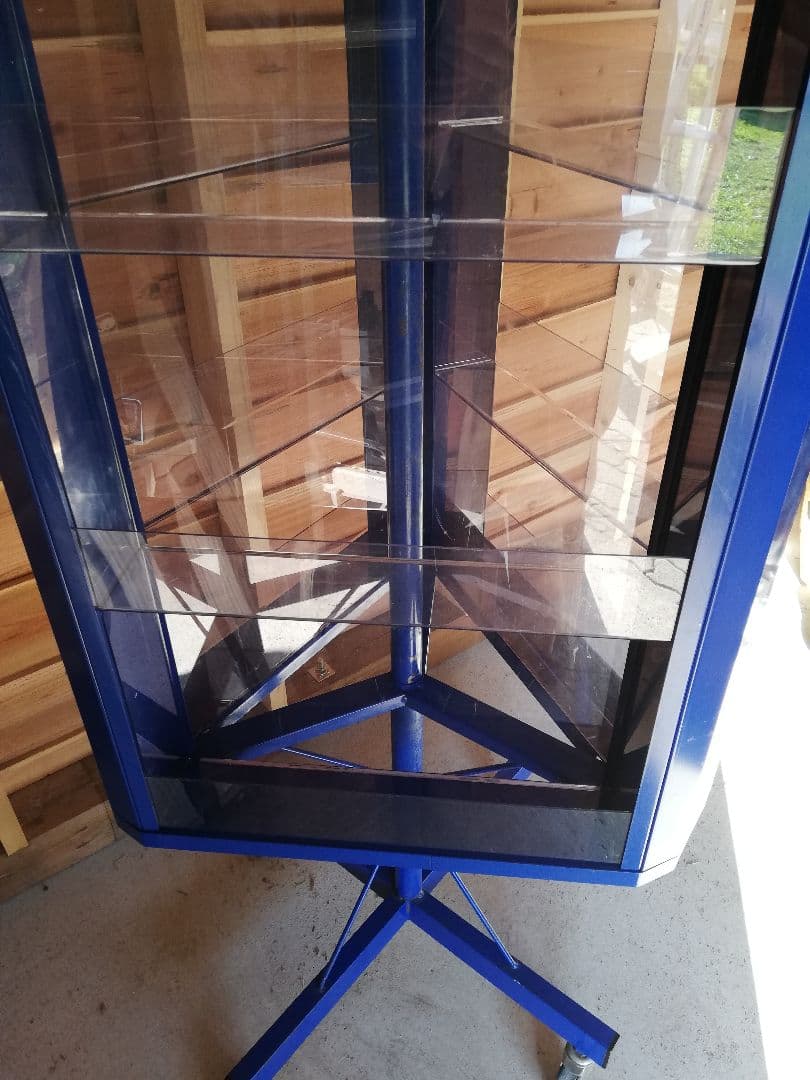 店舗什器　回転ディスプレイケース ブルー　アンティーク