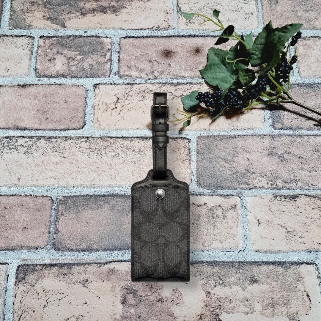 COACH ネームタグ シグネチャー ラゲッジタグ チャコール