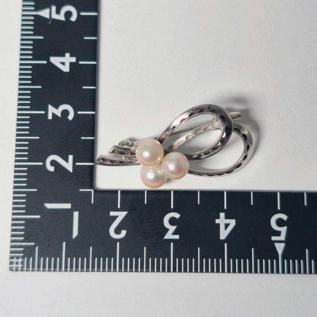 【美品 最高級】ミキモト ブローチ パール リボン 3珠 皇室御用達