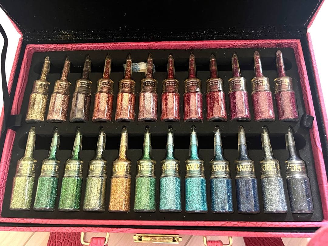 ボディージュエリー　グリッターセット ピンク クロコダイル風 メイクボックス入り