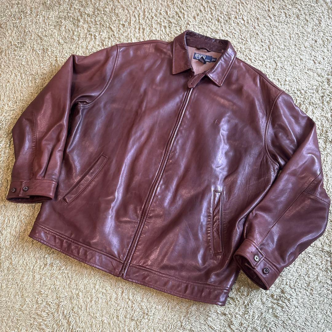 そ*た様 ラルフローレン　レザージャケット　スイングトップ　ブラウン　茶 XL