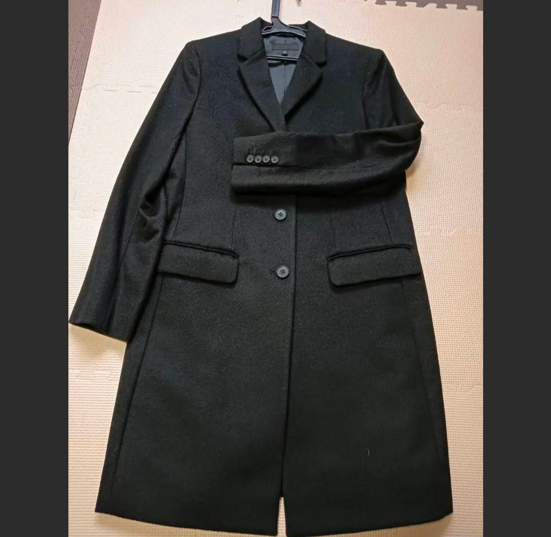 極美品ユニクロUNIQLO ロングコートカシミヤクリーニング済チェスターコートL