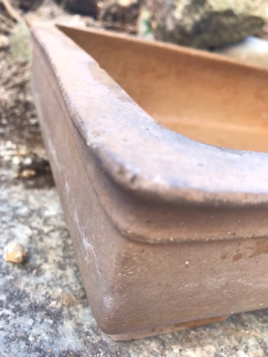 盆栽鉢　④時代銭号長方盆栽鉢黄銅色烏泥