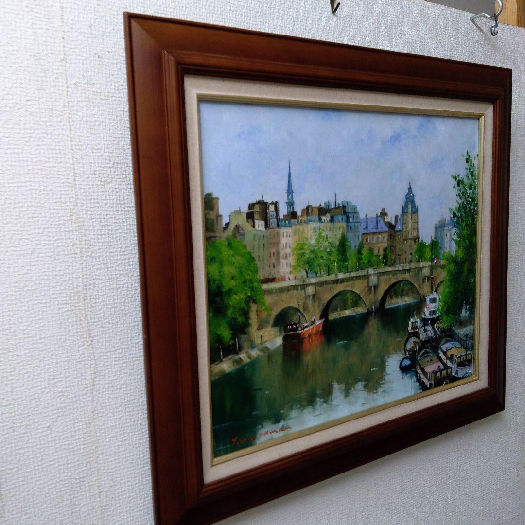 肉質油絵　横　10号　セーヌ川　梅沢民雄　額装仕上げ品