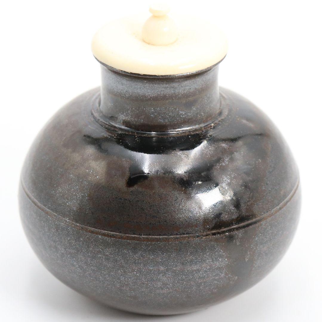 笹田有祥作 摸 唐物大名物 早苗丸壷茶入 宗薫緞子仕覆付 茶道具　V904