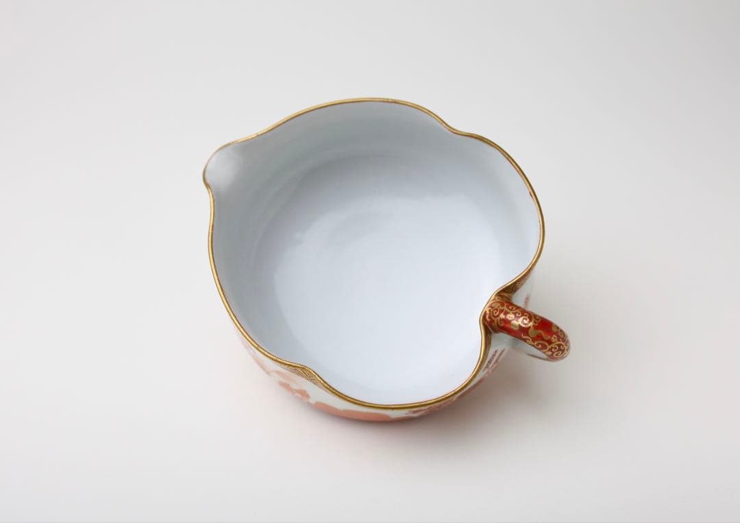 九谷焼 金城竜山 九谷竜山 金彩 赤絵秋草 煎茶器 急須 煎茶道具 煎茶碗