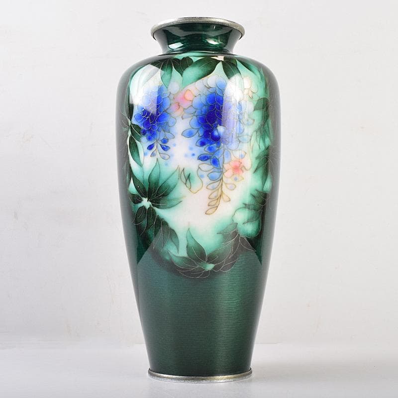 七宝焼　安藤七宝店　透釉　藤文　花瓶　M　R9142